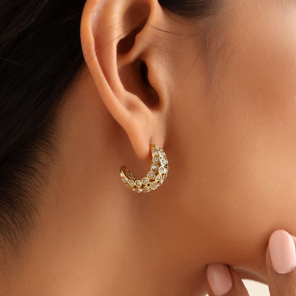 Moon Zircon Studs | Sparkle with Lunar Grace
