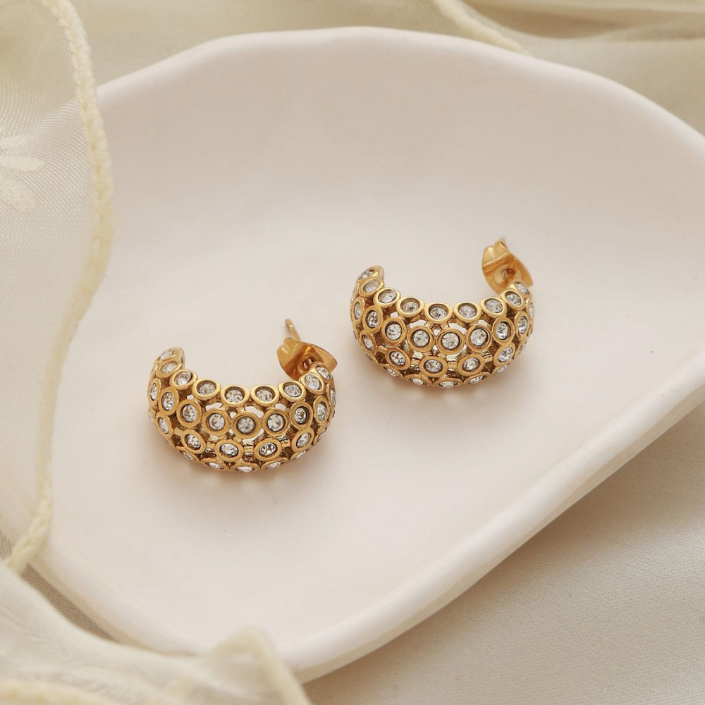 Moon Zircon Studs | Sparkle with Lunar Grace