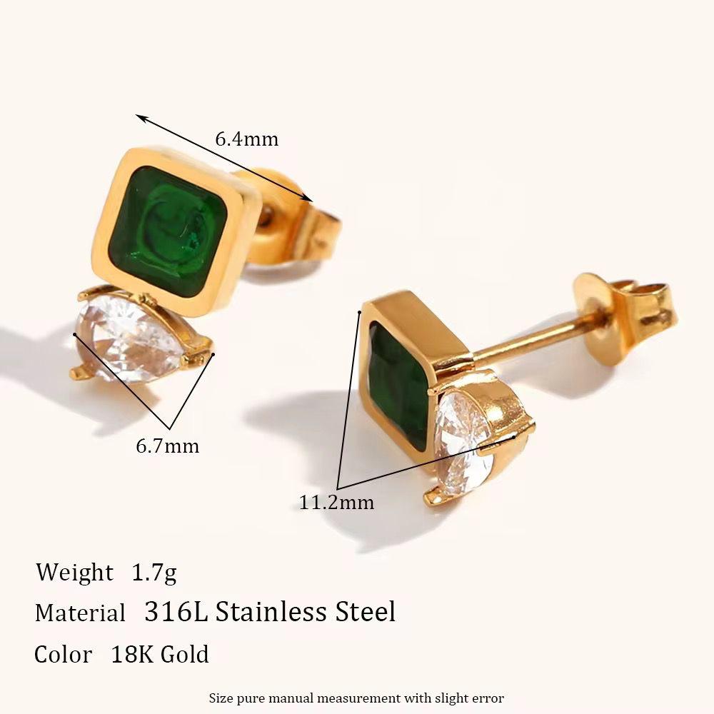 Emerald Studs | Green, Pink & White Elegance