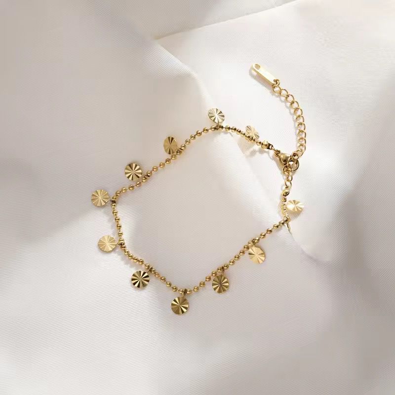 Dangling Circle Golden Anklet | Elegant Minimal Charm