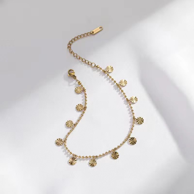 Dangling Circle Golden Anklet | Elegant Minimal Charm