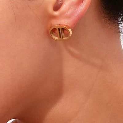 CD Navy Studs | Classic Elegance with a Bold Touch