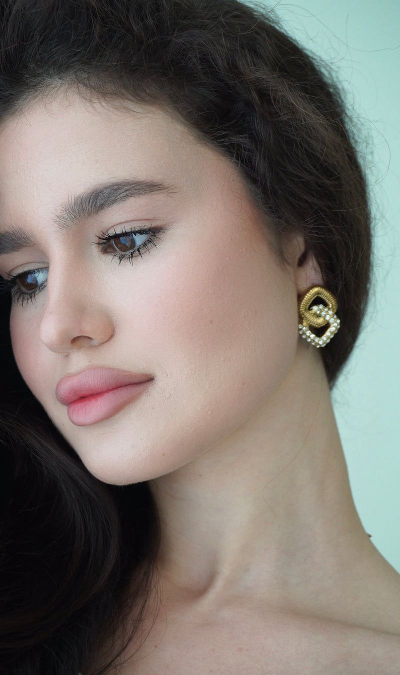 Vintage Quilt Square Earrings | Timeless Artistic Design