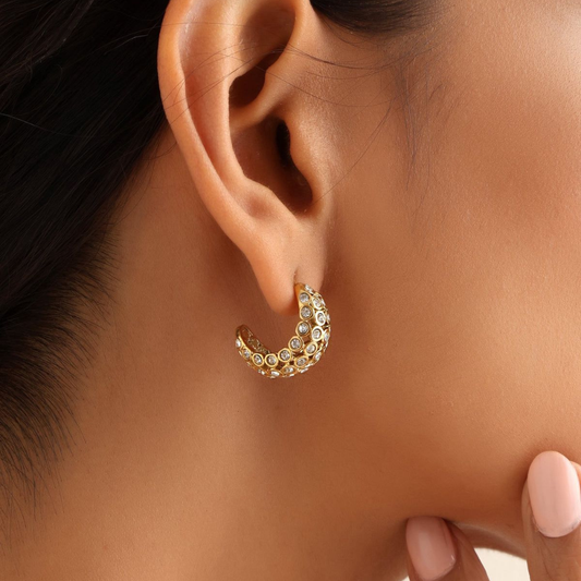 Moon Zircon Studs | Sparkle with Lunar Grace