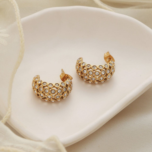 Moon Zircon Studs | Sparkle with Lunar Grace