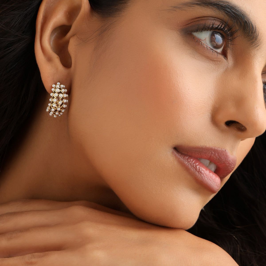 Moon Pearl Studs | Elegant Lunar Glow