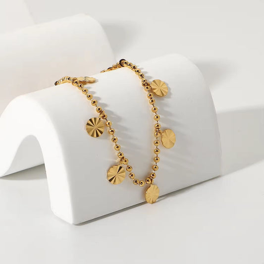 Dangling Circle Golden Anklet | Elegant Minimal Charm