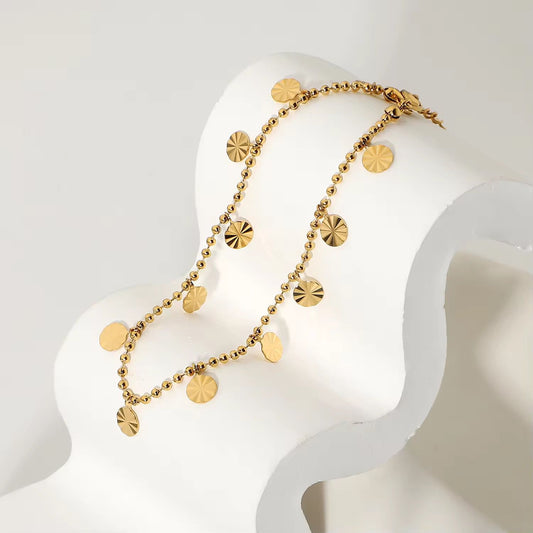 Dangling Circle Golden Anklet | Elegant Minimal Charm