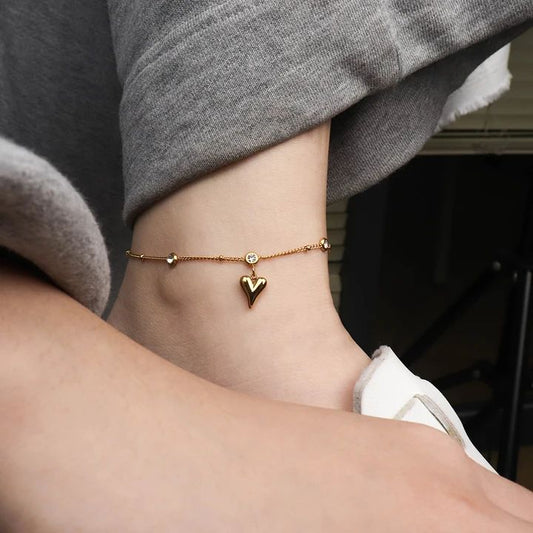 Hanging Heart Anklet | Sweet & Stylish Charm