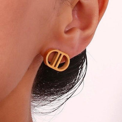CD Navy Studs | Classic Elegance with a Bold Touch