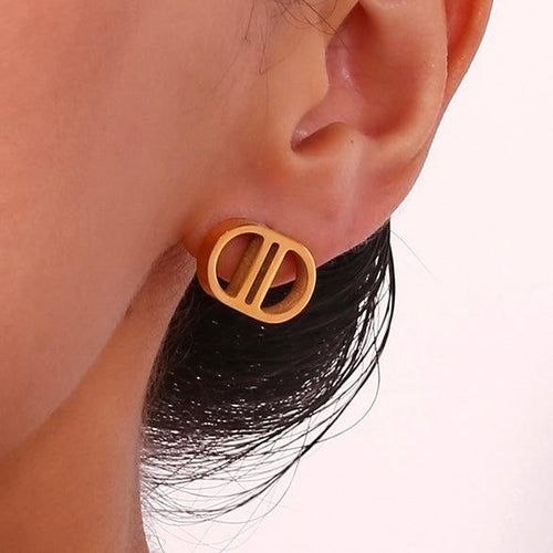 CD Navy Studs | Classic Elegance with a Bold Touch