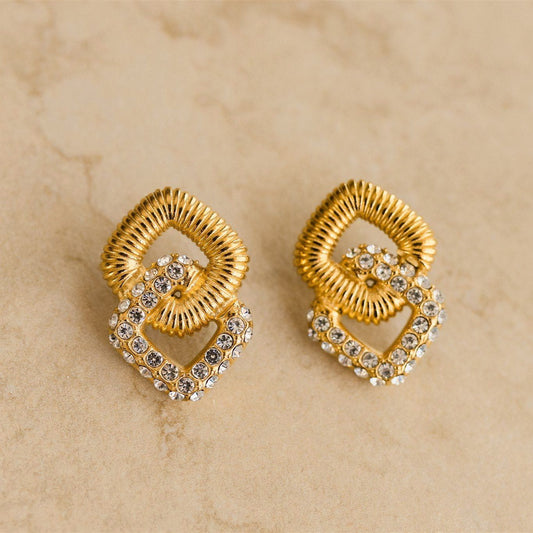 Vintage Quilt Square Earrings | Timeless Artistic Design