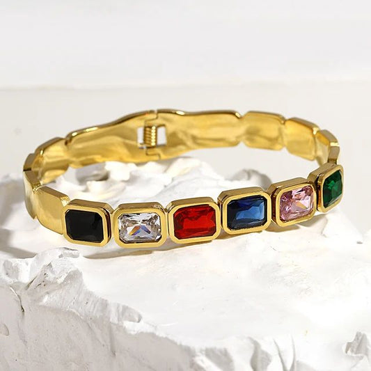 Jewel Tone Link Cuff | Elegant Chain-Inspired Design